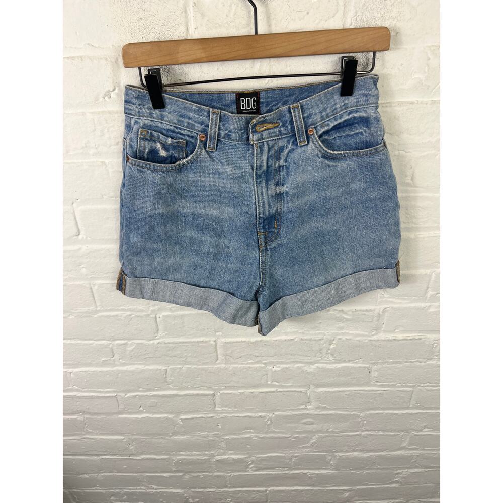 Bdg Urban Outfitters Women's High Rise Denim Mom Shorts Stretch Blue Size 28 - Picture 7 of 11